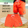 Neon Orange Checker Swim Trunks