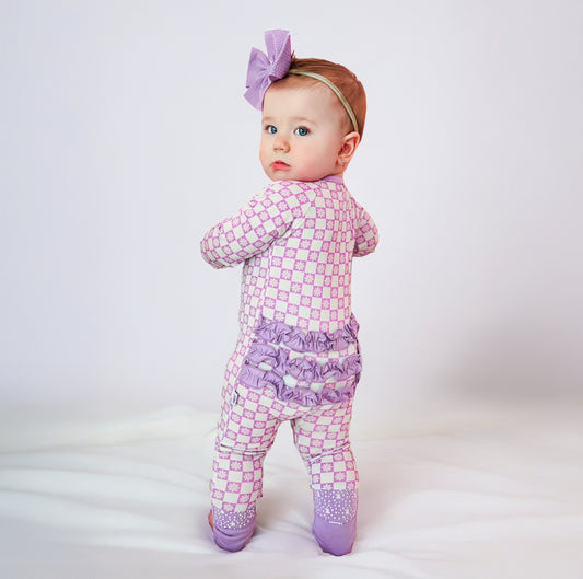 Retro Floral Ruffle Footie Snoozer