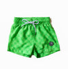 Neon Green Checker Swim Trunks