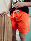 Neon Orange Checker Swim Trunks