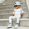 Gray and White Fully Checked Out 2 Piece Pajama Set