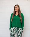 Adult Women's Long Sleeve V-Neck Shirt- Green